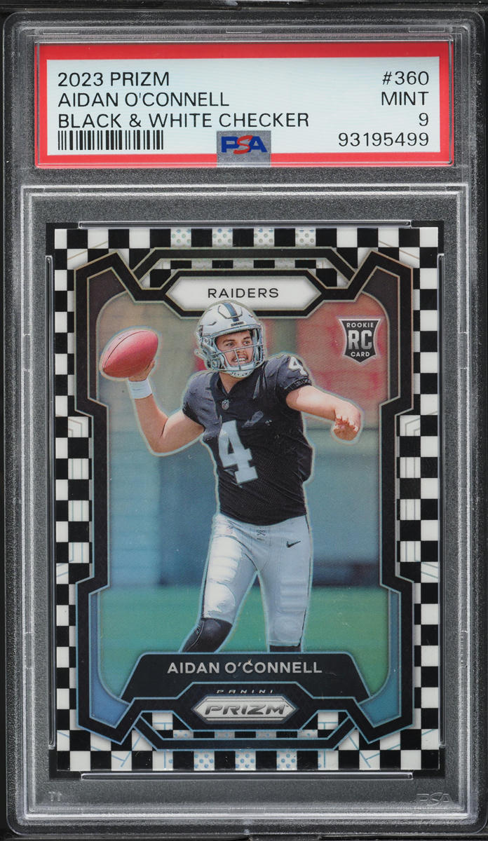 2023 Panini Prizm Black & White Checker Aidan O'Connell ROOKIE #360 PSA 9 MINT