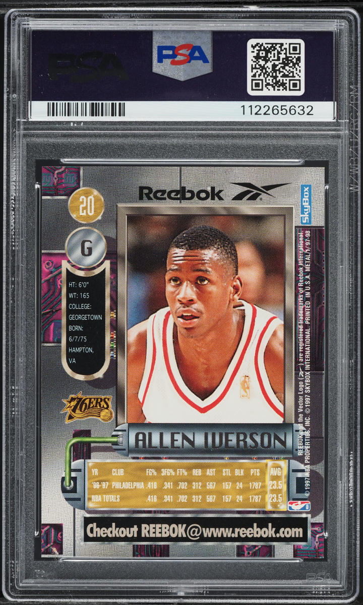 1997 Metal Universe Reebok Silver Allen Iverson #20 PSA 8 NM-MT