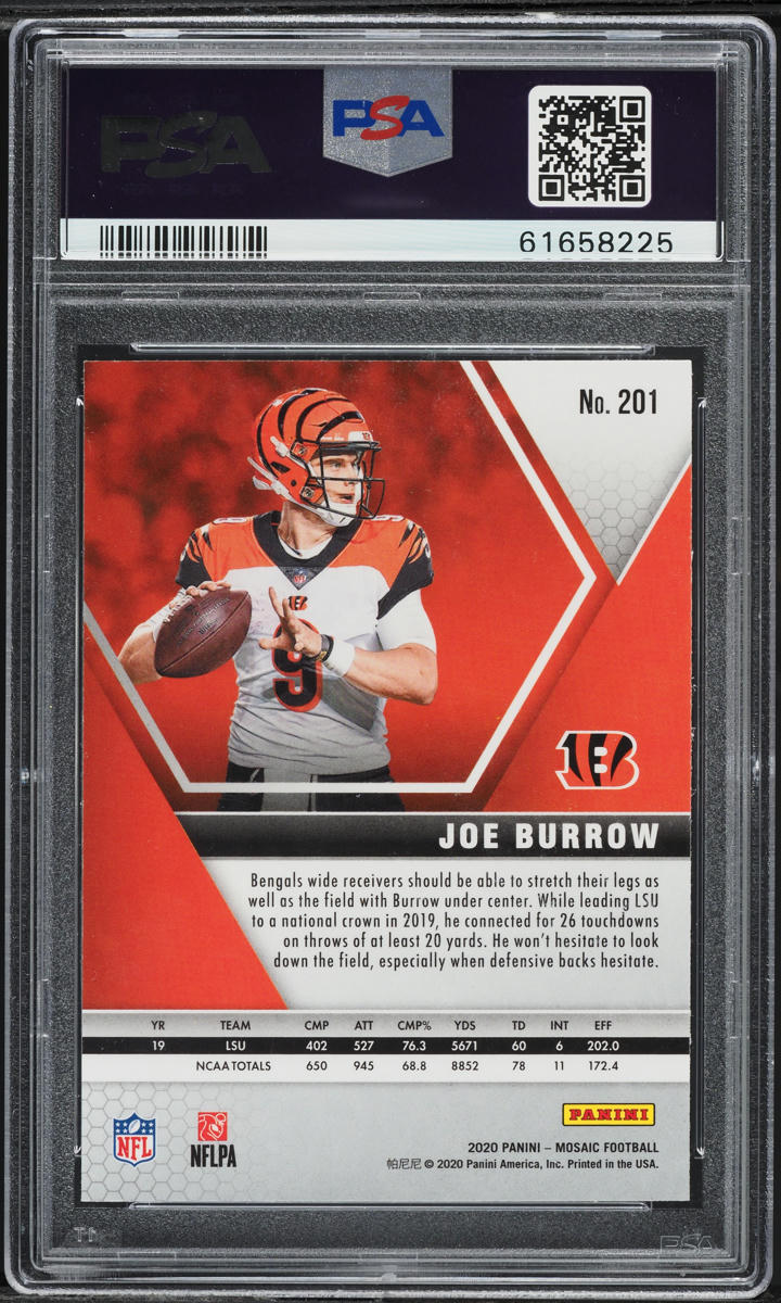 2020 Panini Mosaic Joe Burrow ROOKIE #201 PSA 10 GEM MINT