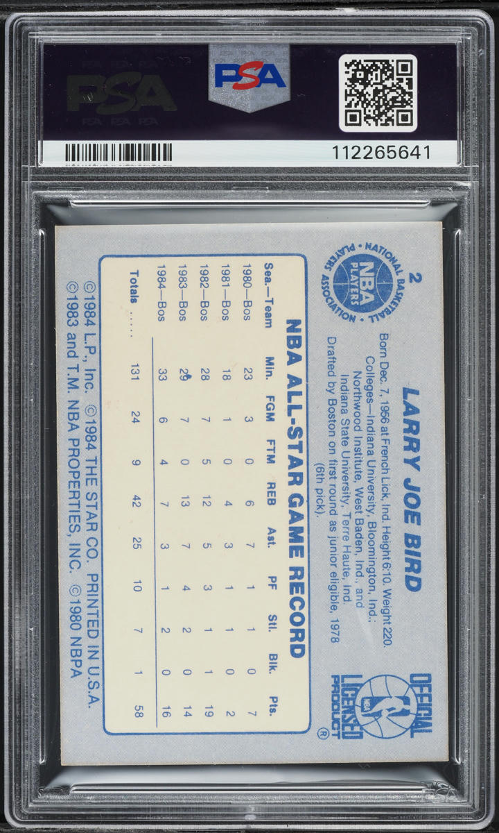 1984 Star All-Stars Basketball Larry Bird #2 PSA 7 NRMT