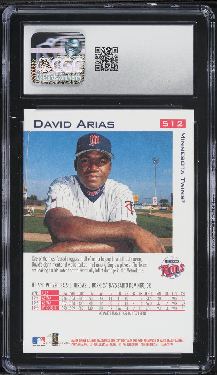 1997 Fleer David Ortiz ROOKIE #512 CGC 7 NRMT
