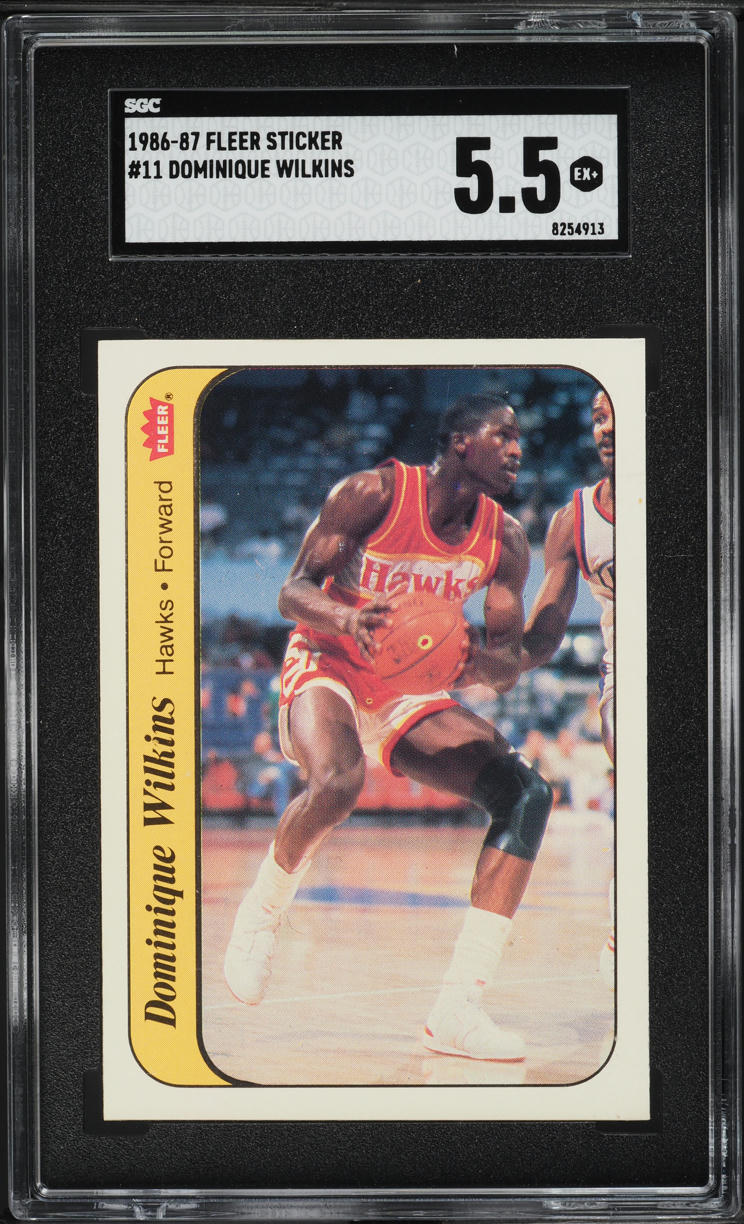 1986 Fleer Sticker Dominique Wilkins ROOKIE #11 SGC 5.5 EX+