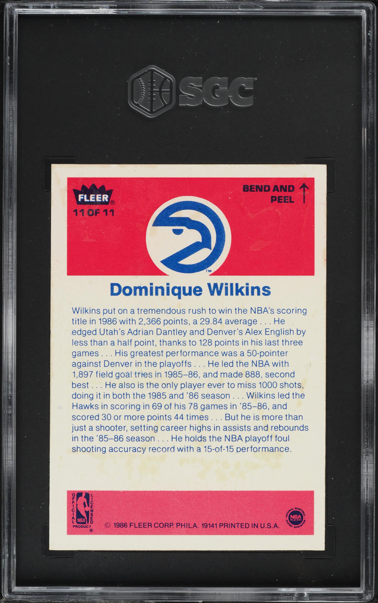1986 Fleer Sticker Dominique Wilkins ROOKIE #11 SGC 5.5 EX+