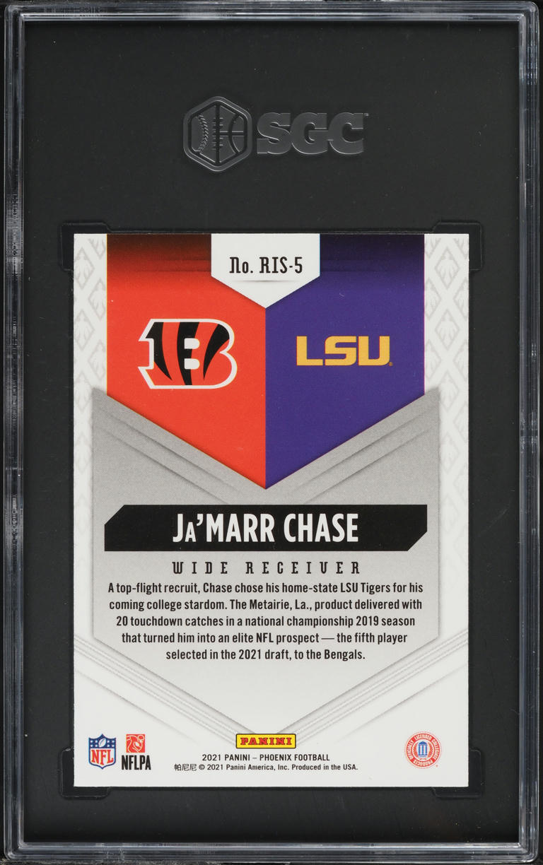 2021 Panini Phoenix Rookie Rising Ja'Marr Chase ROOKIE #RIS-5 SGC 9.5 MINT+