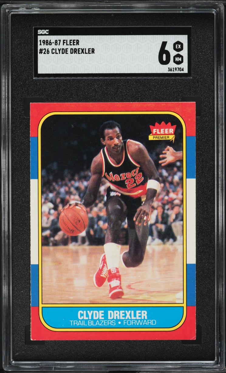 1986 Fleer Basketball Clyde Drexler ROOKIE #26 SGC 6 EXMT