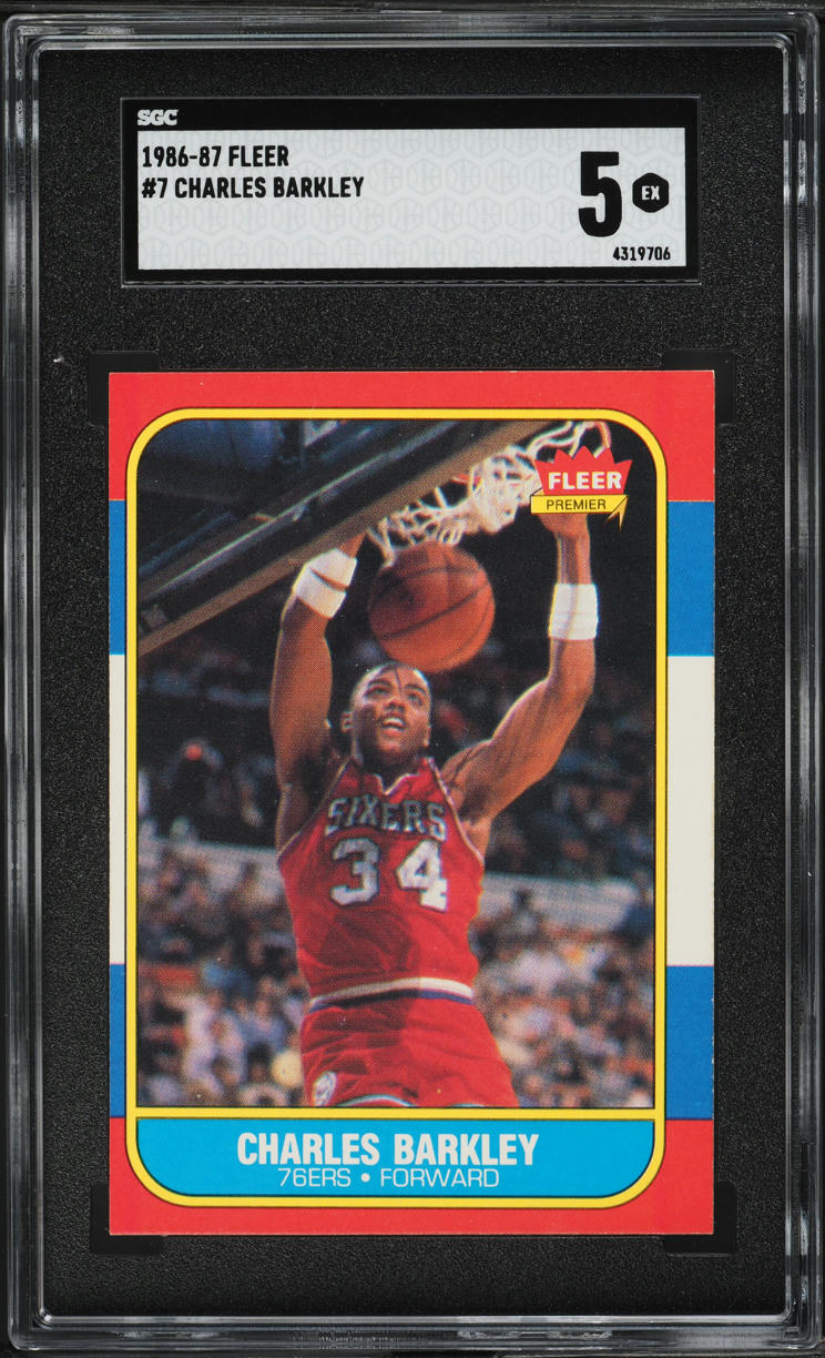 1986 Fleer Basketball Charles Barkley ROOKIE #7 SGC 5 EX