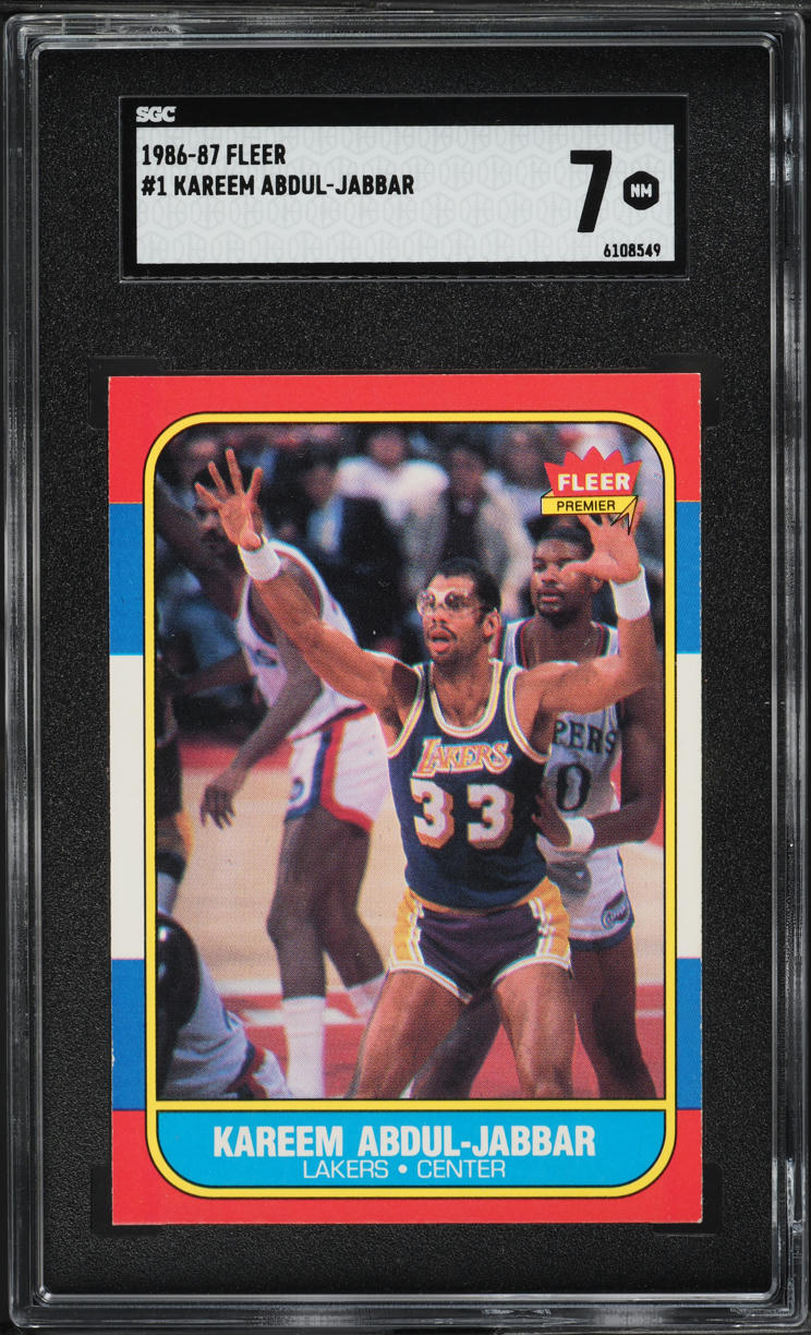 1986 Fleer Basketball Kareem Abdul-Jabbar #1 SGC 7 NRMT
