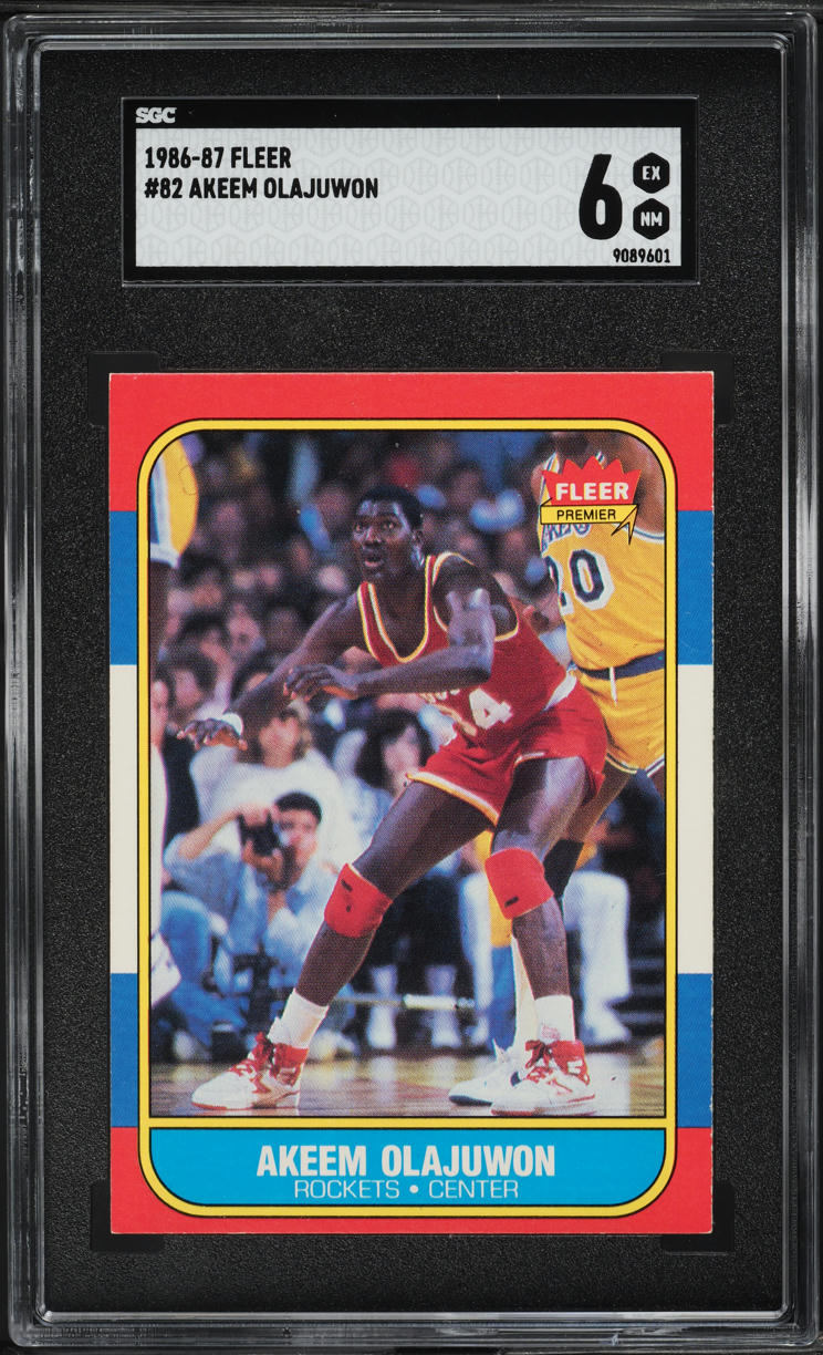 1986 Fleer Basketball Hakeem Olajuwon ROOKIE #82 SGC 6 EXMT