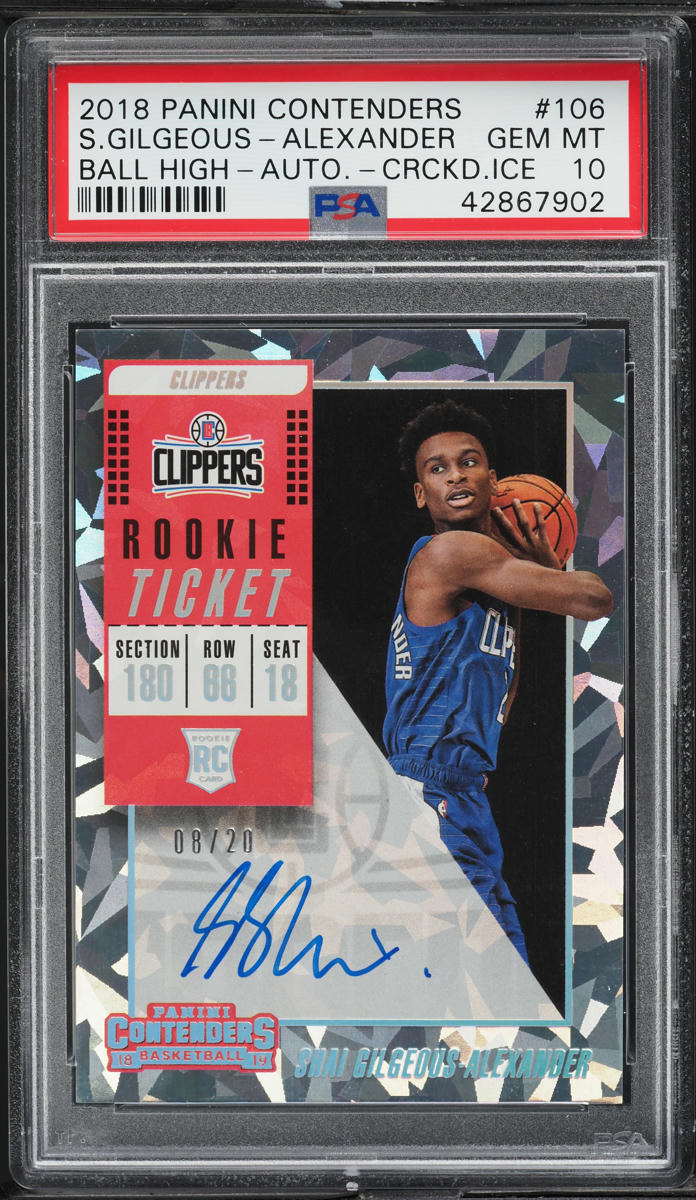 2018 Panini Contenders Cracked Ice Shai Gilgeous-Alexander RC AUTO /20 PSA 10