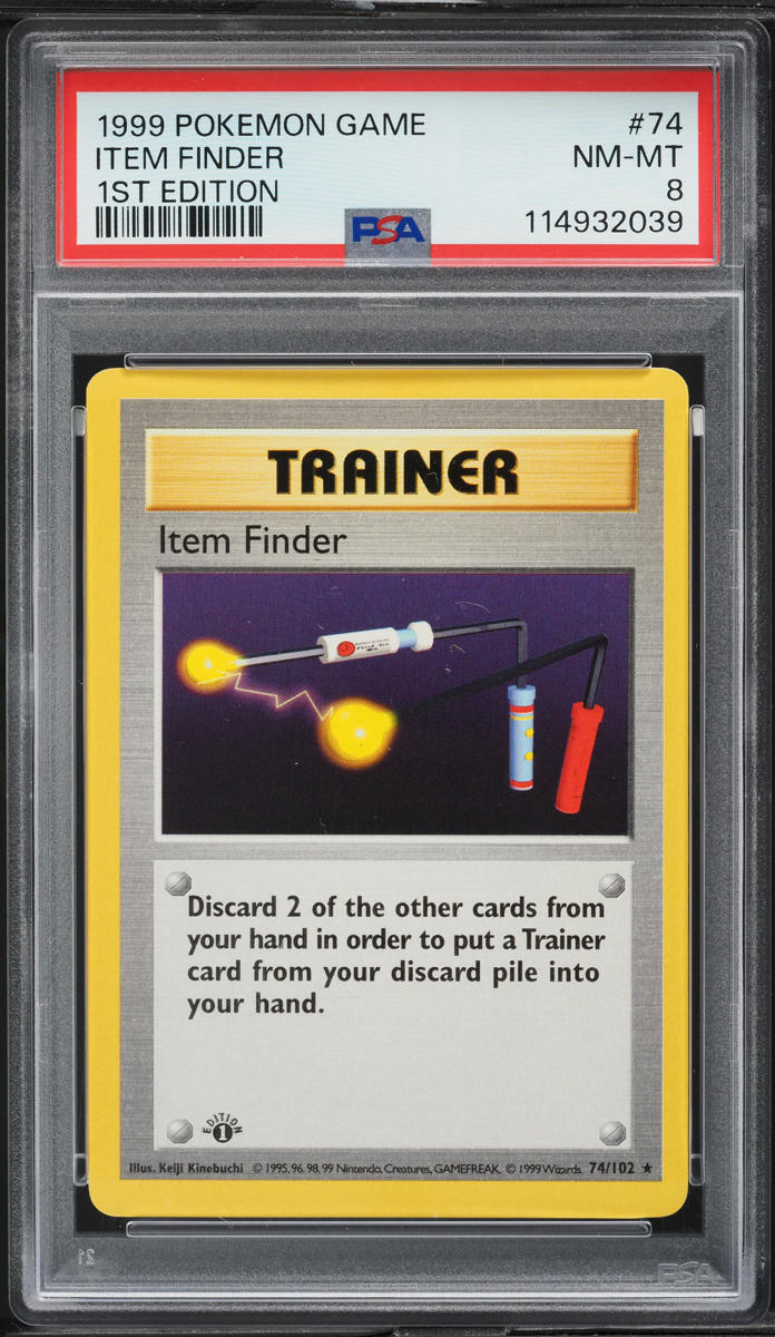 1999 Pokemon Base Set Shadowless 1st Edition Item Finder #74 PSA 8 NM-MT