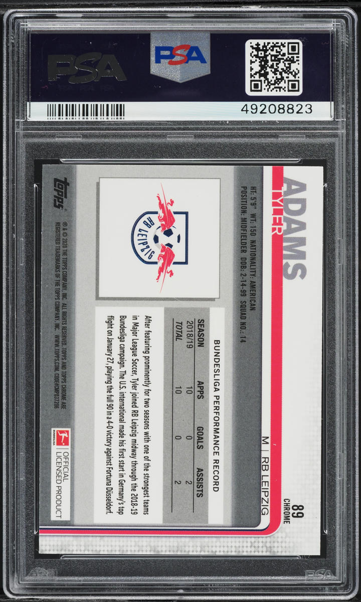 2019 Topps Chrome Bundesliga Tyler Adams ROOKIE #89 PSA 10 GEM MINT