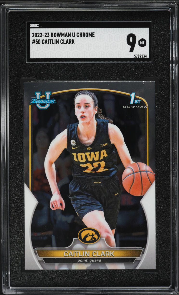 2022 Bowman Chrome University Caitlin Clark ROOKIE #50 SGC 9 MINT