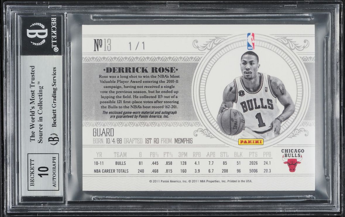 2010 National Treasures Century Derrick Rose PATCH AUTO 1/1 #13 