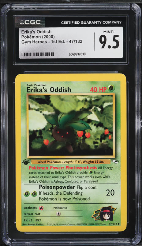 2000 Pokemon Gym Heroes 1st Edition Erika's Oddish #47 CGC 9.5 MINT+