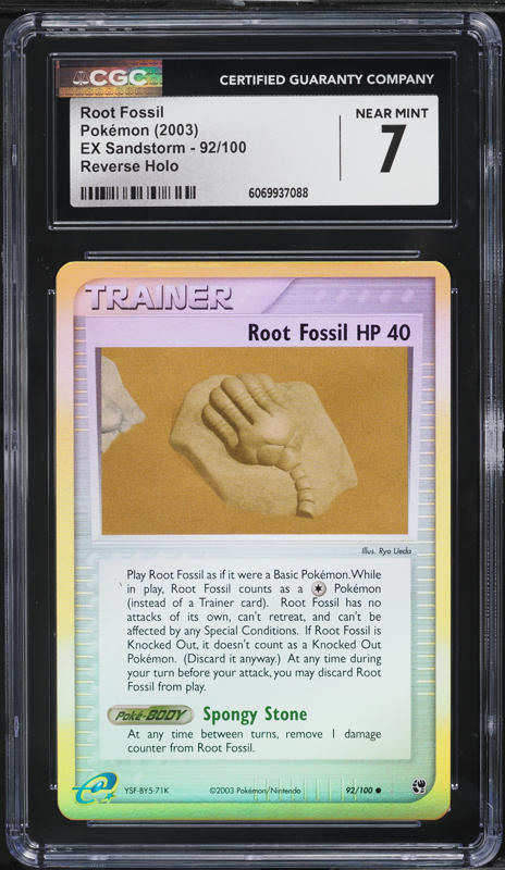 2003 Pokemon EX Sandstorm Reverse Holo Root Fossil #92 CGC 7 NRMT