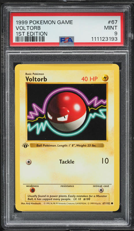 1999 Pokemon Base Set Shadowless 1st Edition Voltorb #67 PSA 9 MINT
