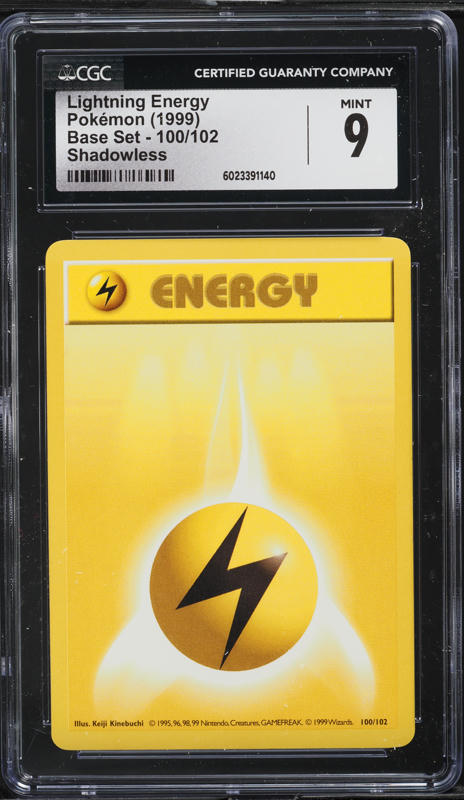 1999 Pokemon Base Set Shadowless Lightning Energy #100 CGC 9 MINT