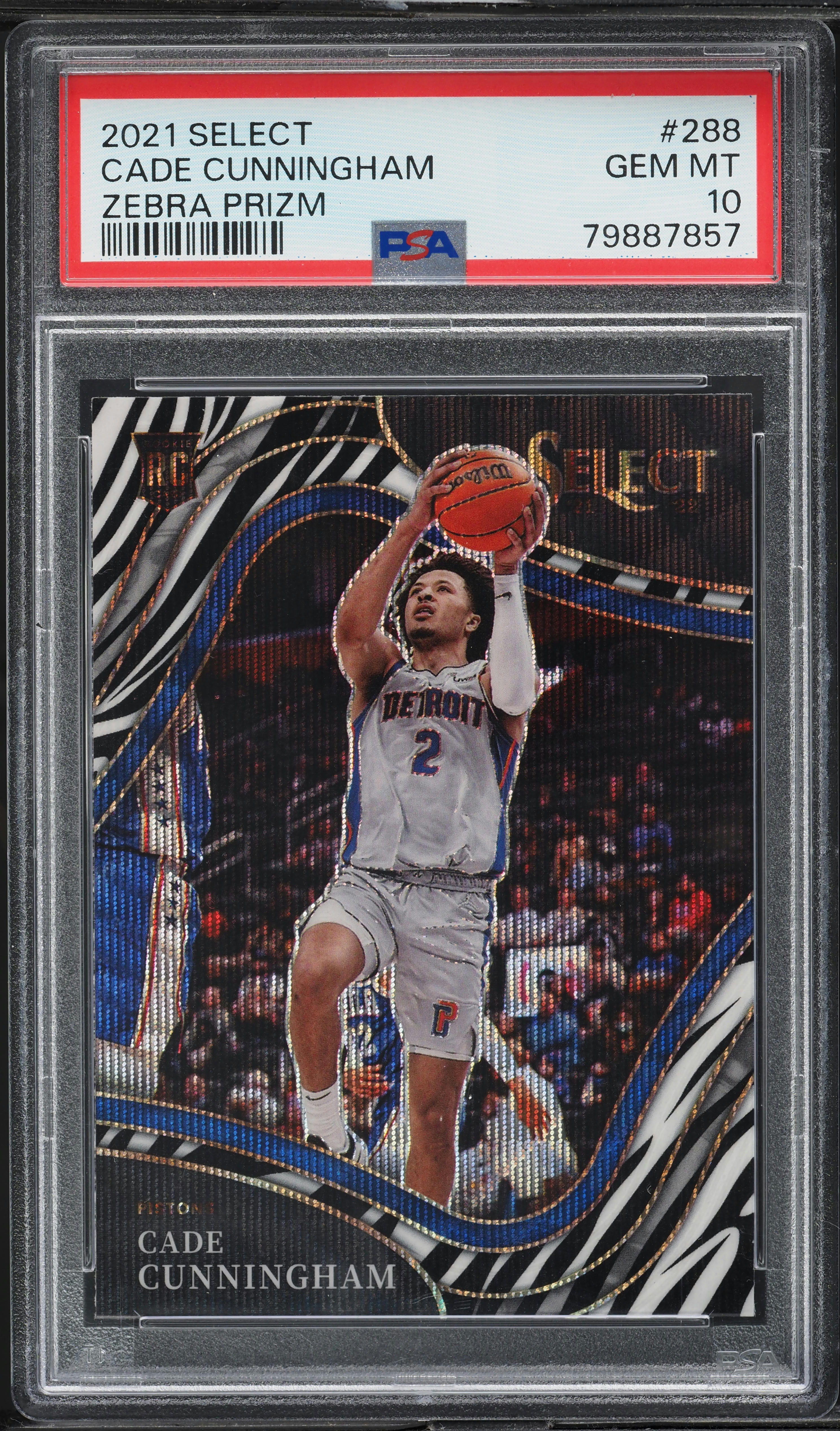 2021 Select Courtside Zebra Prizm Cade Cunningham ROOKIE #288 PSA