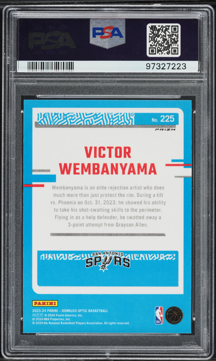 2023 Donruss Optic Holo Victor Wembanyama ROOKIE #225 PSA 10 GEM MINT