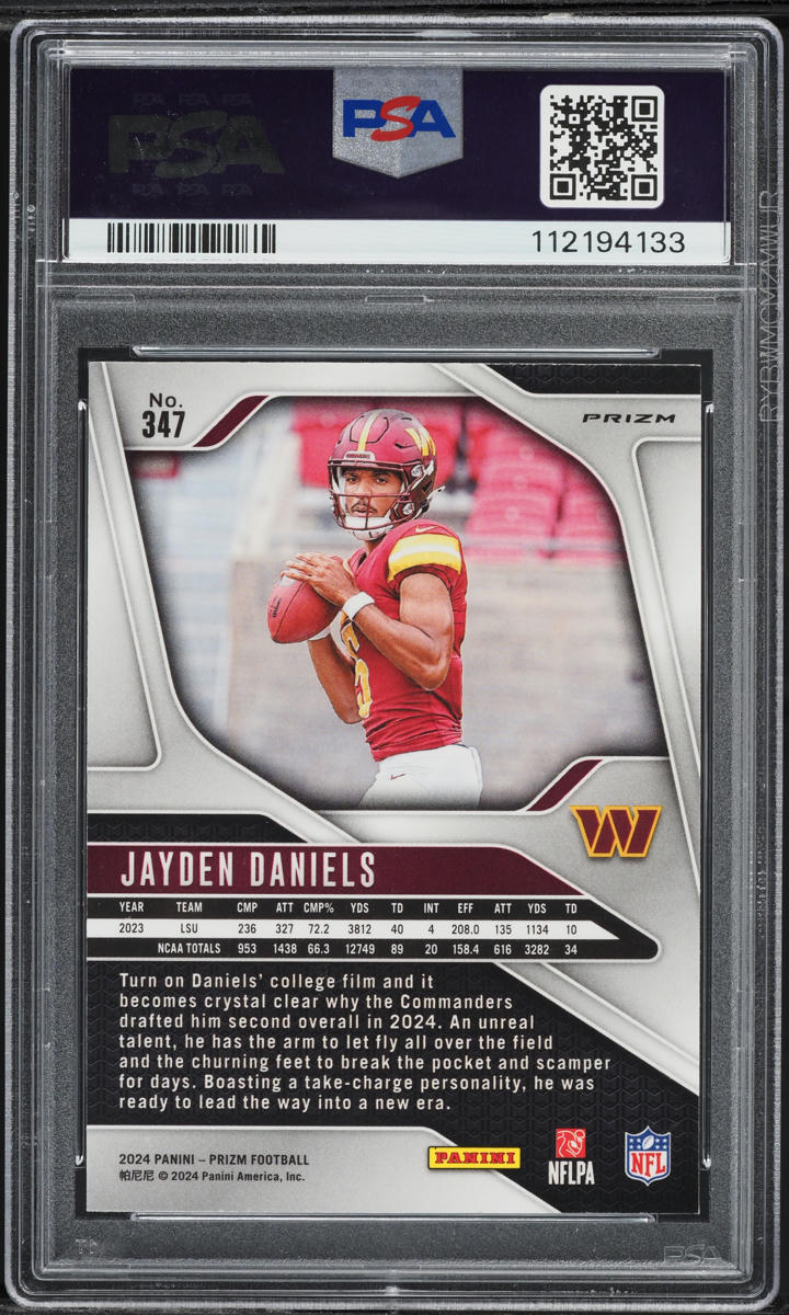 2024 Panini Prizm Silver Jayden Daniels ROOKIE #347 PSA 10 GEM MINT