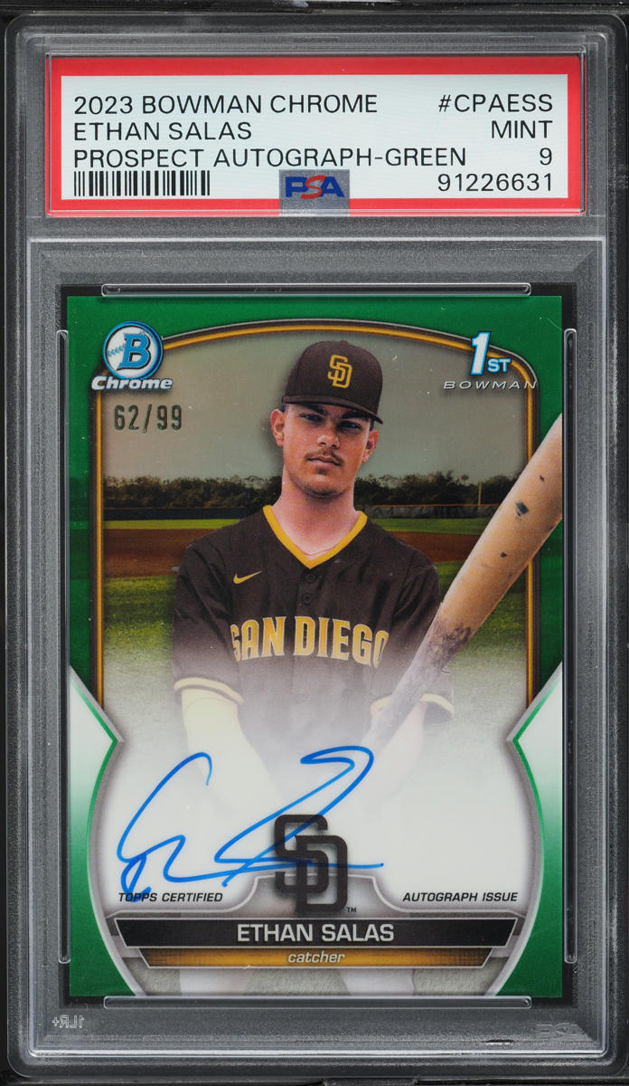 2023 Bowman Chrome Green Refractor Ethan Salas ROOKIE AUTO /99 #CPA-ESS PSA 9