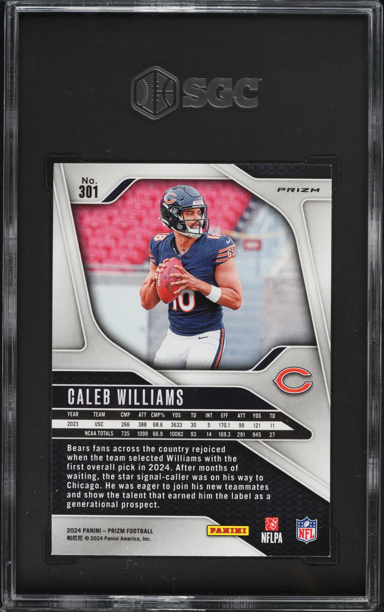 2024 Panini Prizm Green Wave Caleb Williams ROOKIE #301 SGC 9.5 MINT+