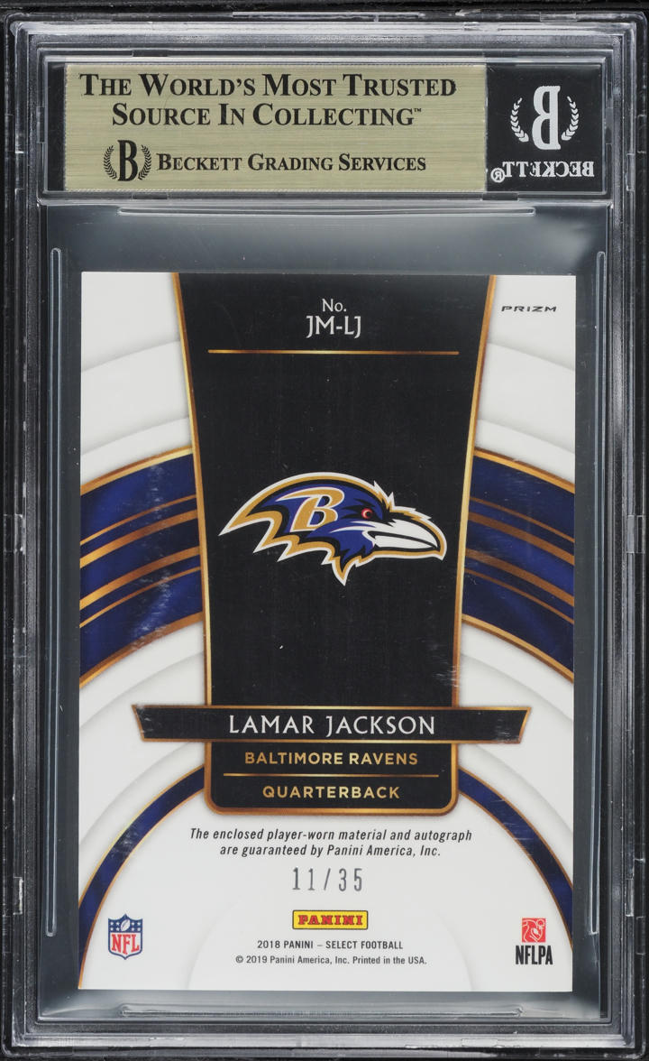2018 Select Jumbo Prizm Lamar Jackson ROOKIE PATCH AUTO /35 #6 BGS 9.5 GEM MINT