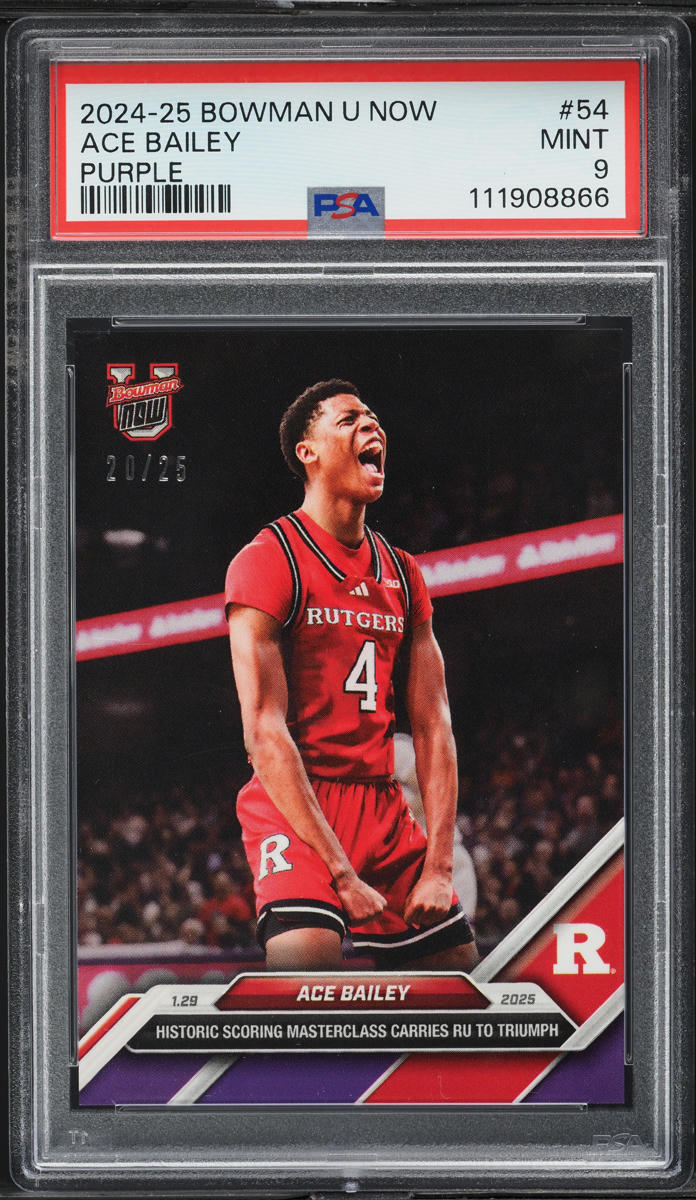 2024 Bowman University Now Purple Ace Bailey /25 #54 PSA 9 MINT on 