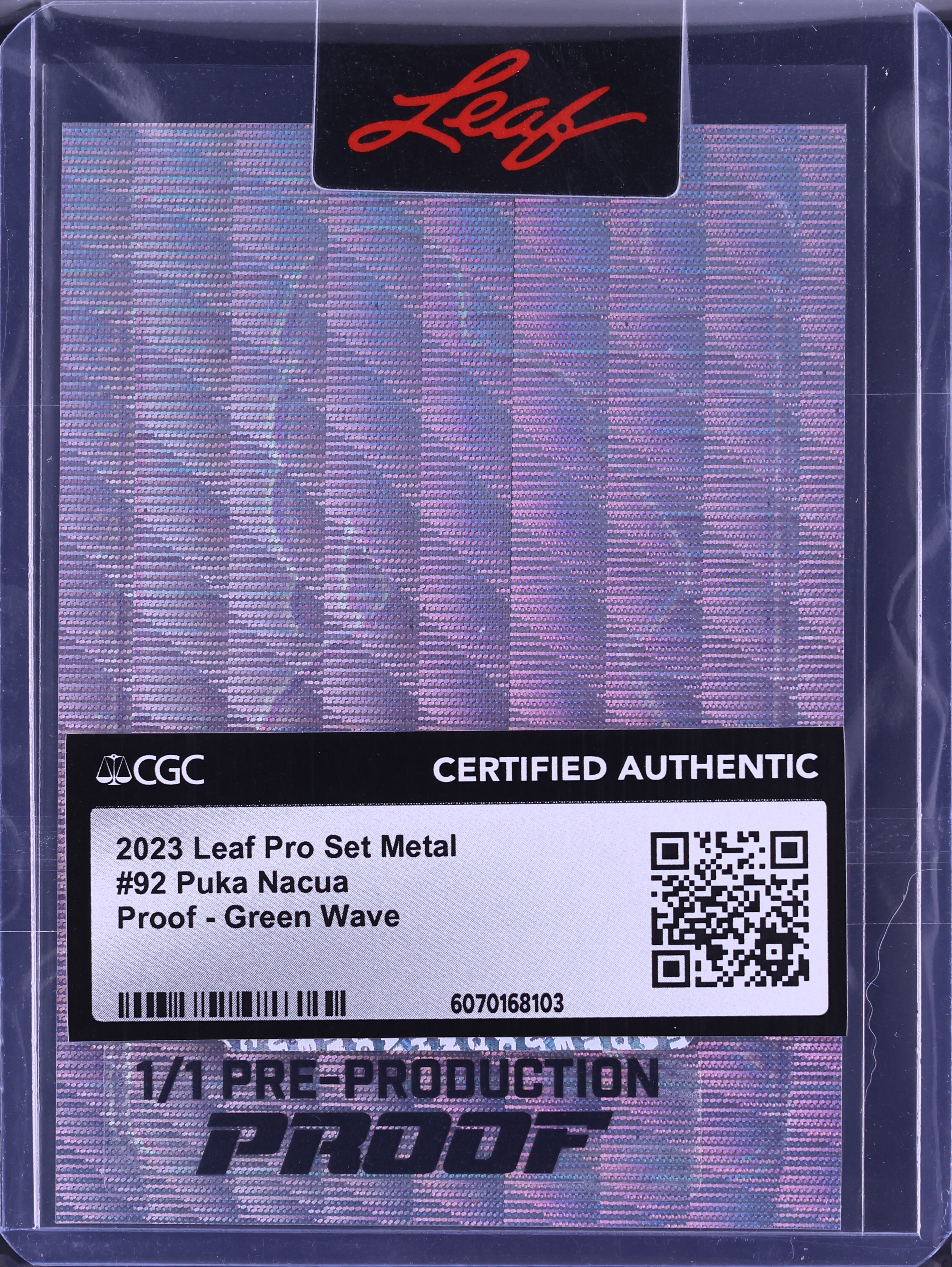 2023 Leaf Pro Set Metal Proof Green Wave Puka Nacua ROOKIE 1/1 #92