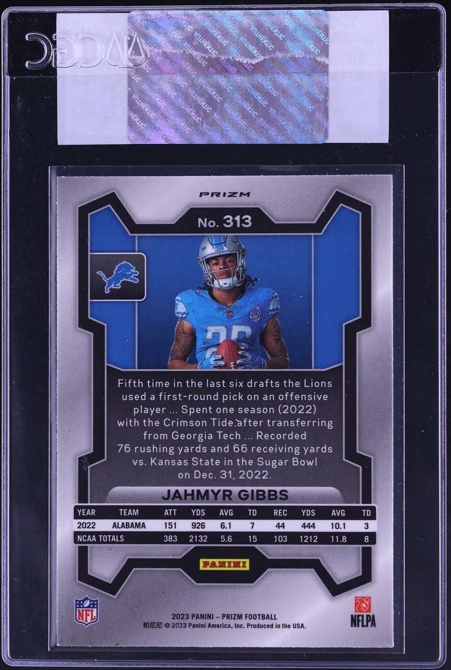 2023 Panini Prizm Variation Silver Jahmyr Gibbs ROOKIE #313 CGC AUTH