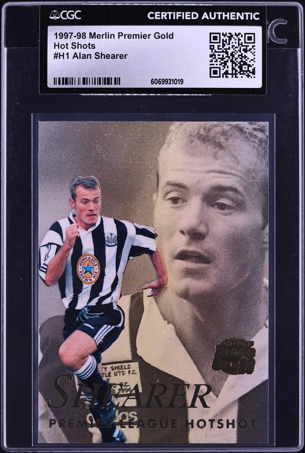 1997 Merlin Premier Gold Hot Shots Alan Shearer #H1 CGC AUTH