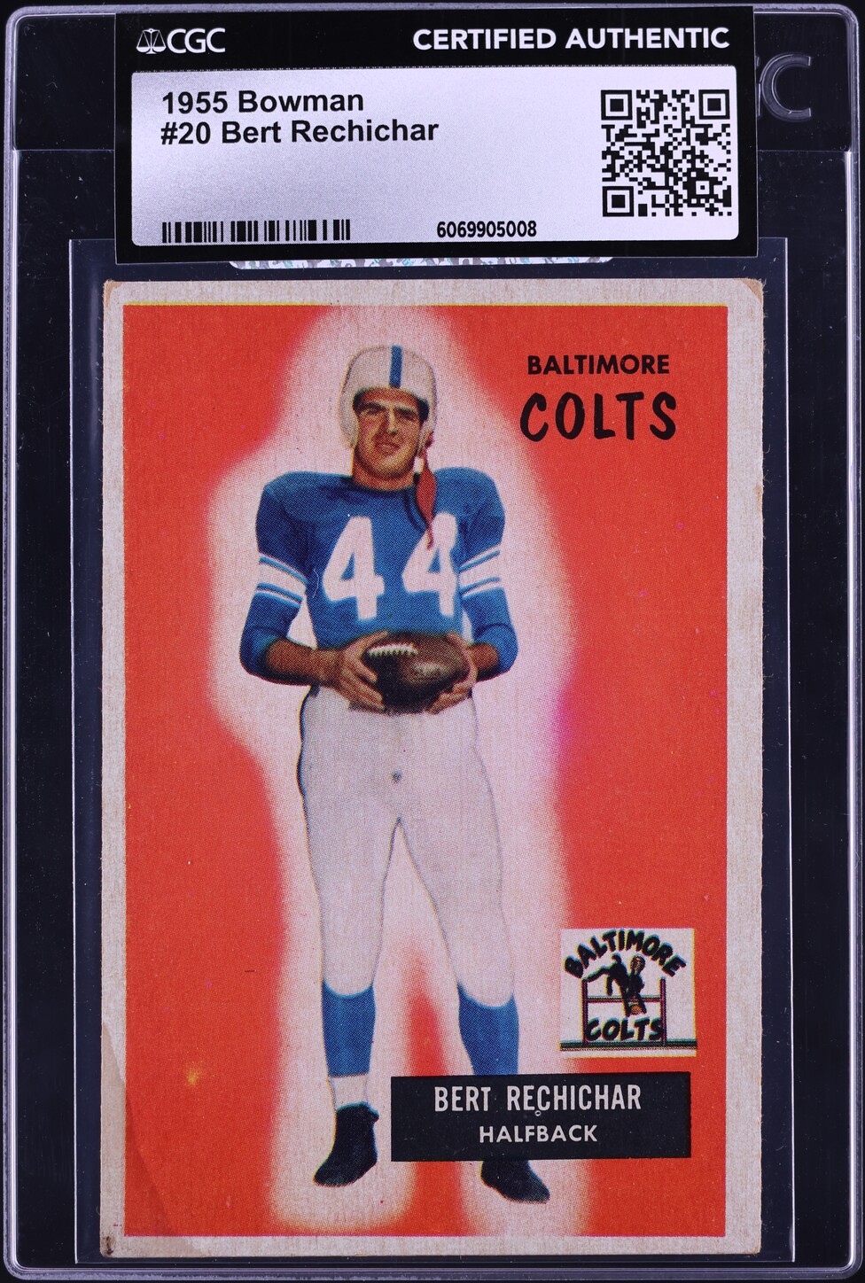 1955 Bowman Football Bert Rechichar #20 CGC AUTH