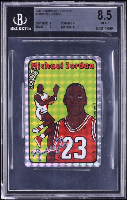 1985 Prism Jewel Stickers Michael Jordan ROOKIE #7 BGS 8.5 NM-MT+