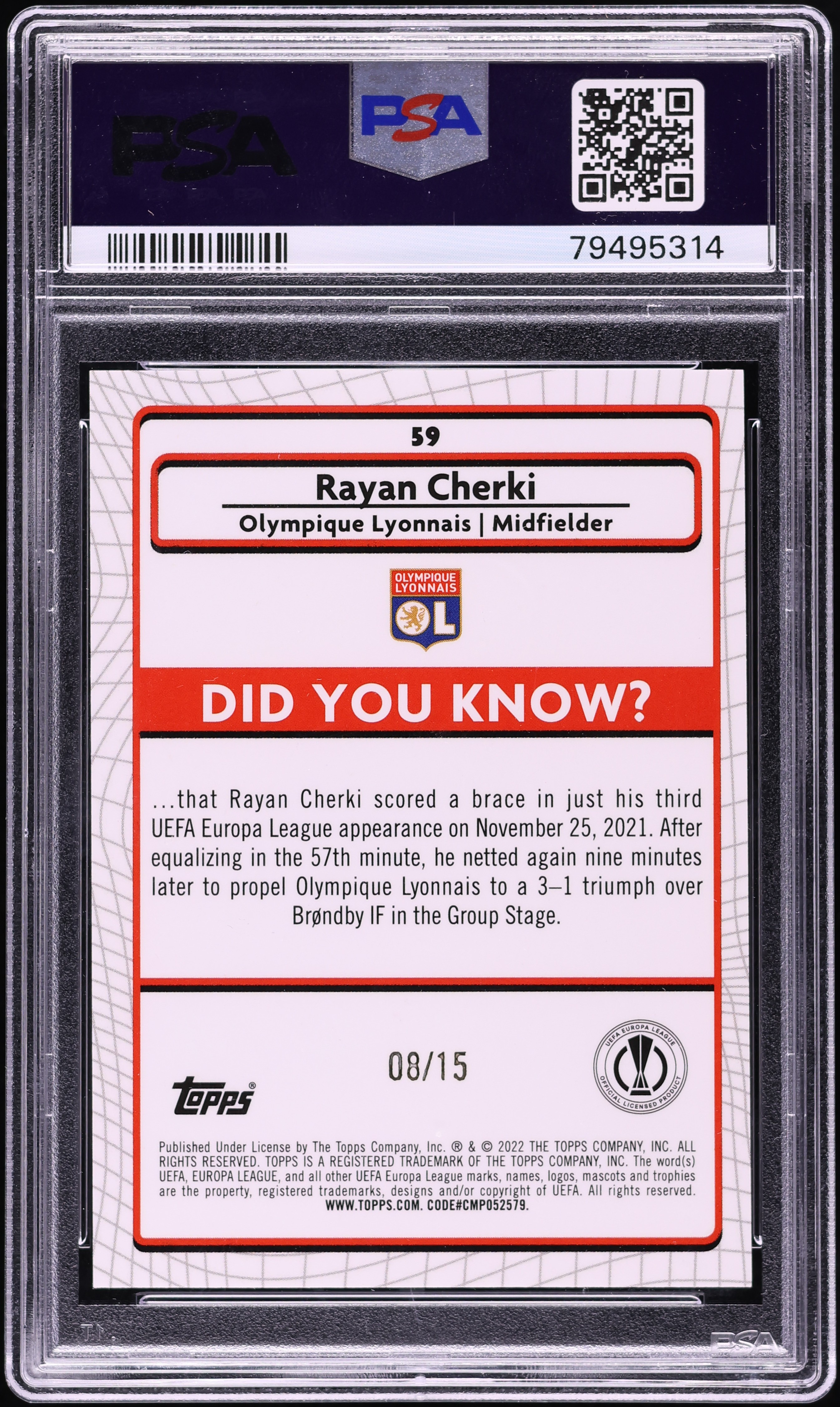 2021 Topps Merlin Chrome UCL Purple Wave Refractor Rayan Cherki