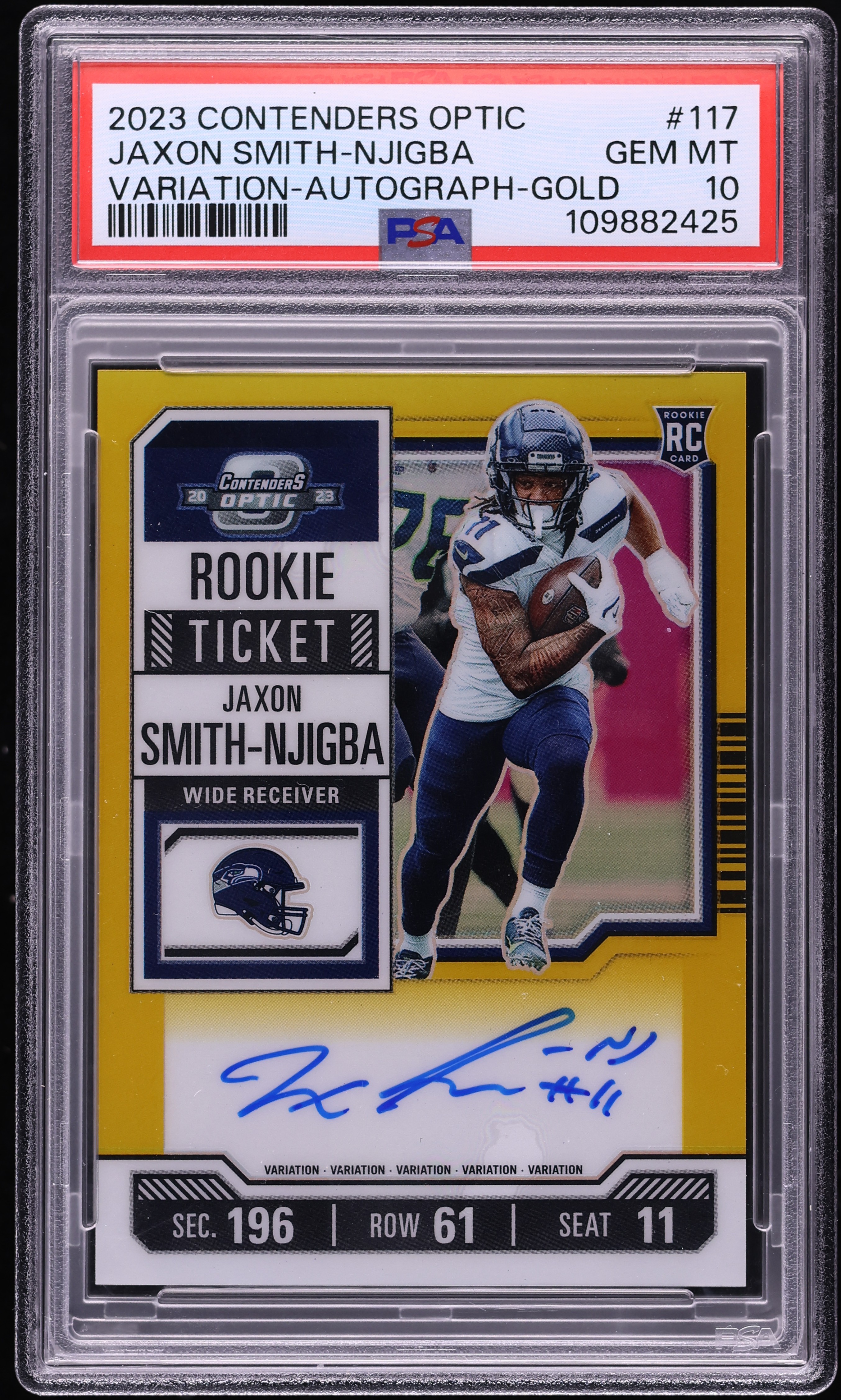 2023 Panini Contenders Optic Gold Jaxon Smith-Njigba ROOKIE AUTO