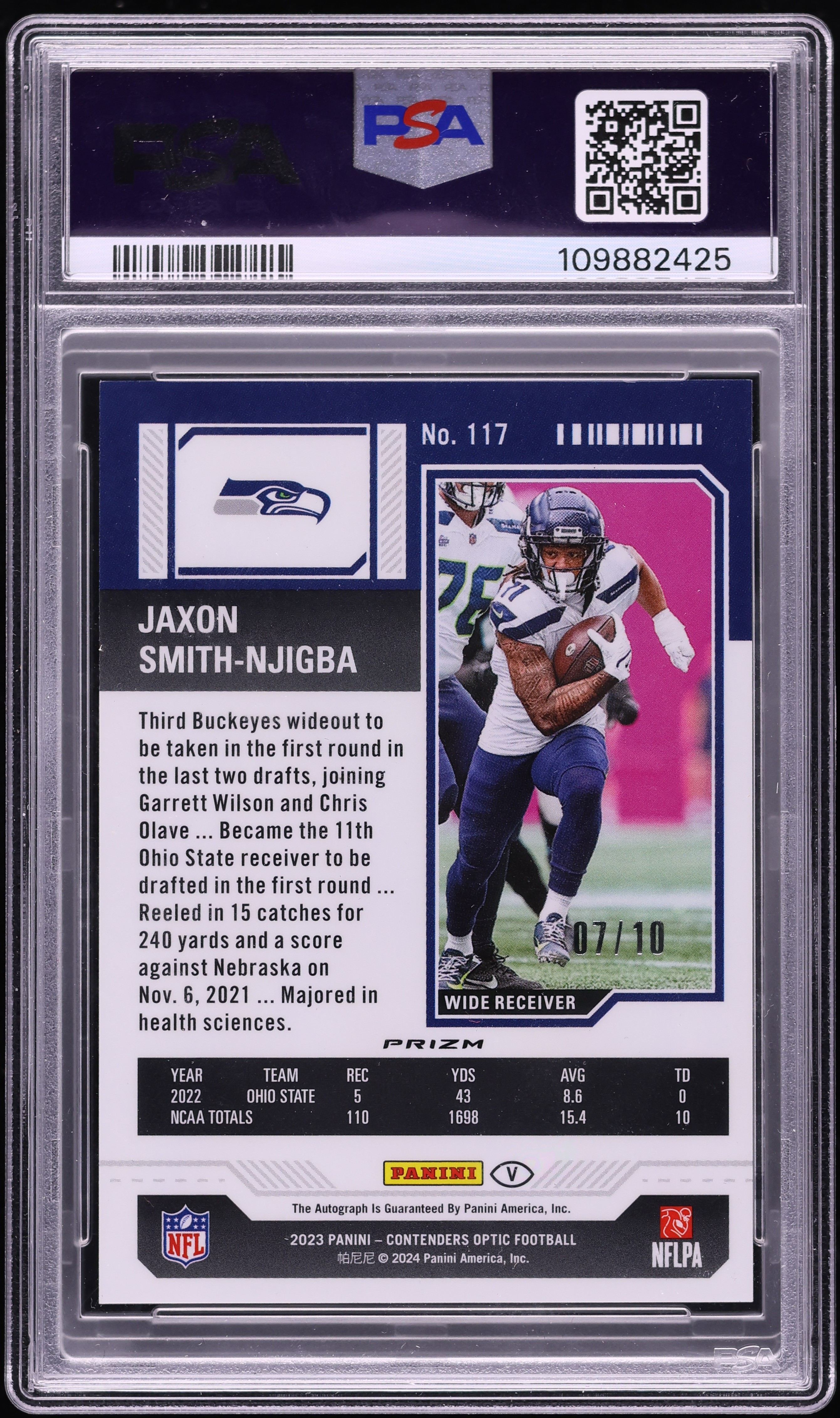 2023 Panini Contenders Optic Gold Jaxon Smith-Njigba ROOKIE AUTO