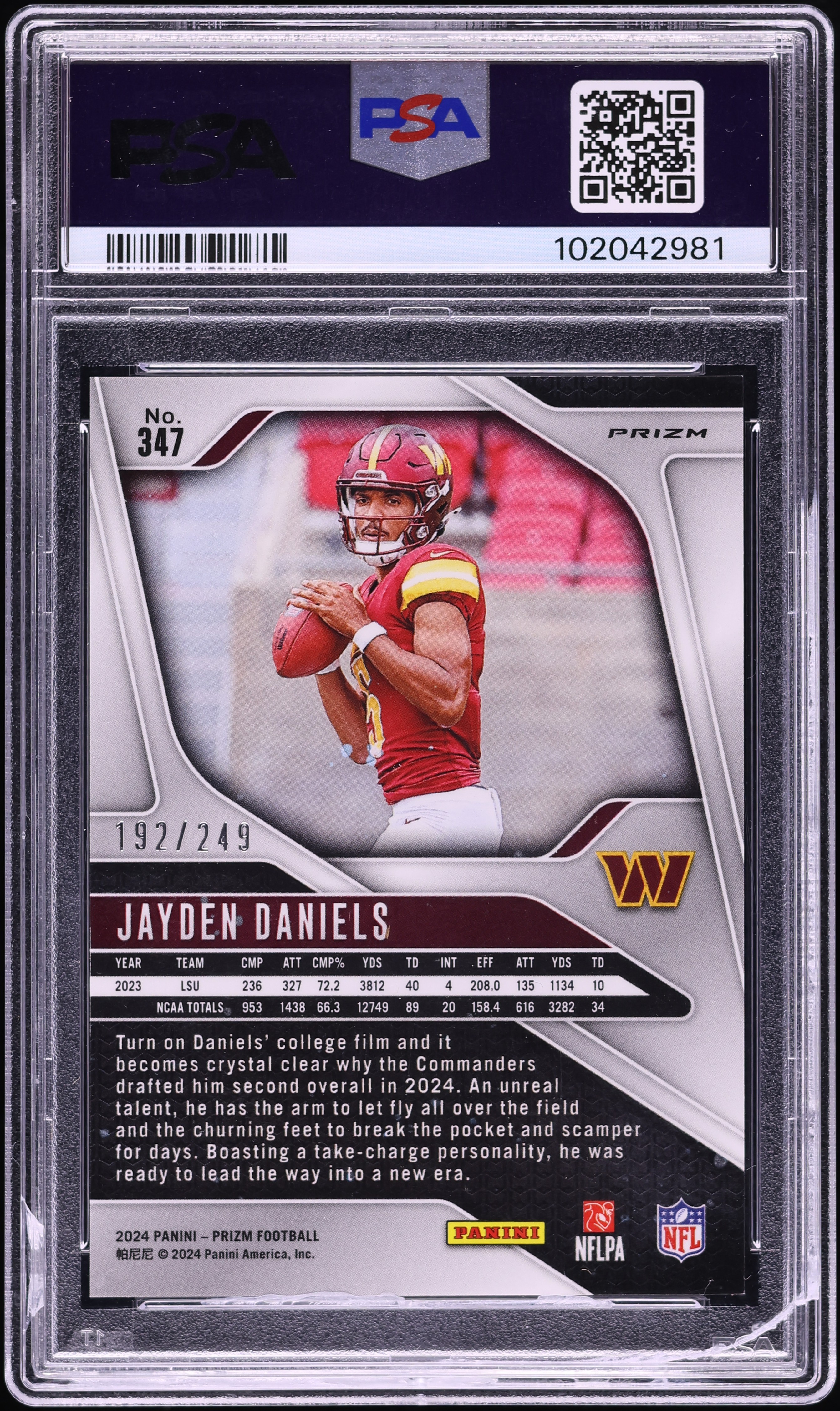 2024 Panini Prizm Orange Jayden Daniels ROOKIE /249 #347 PSA 9