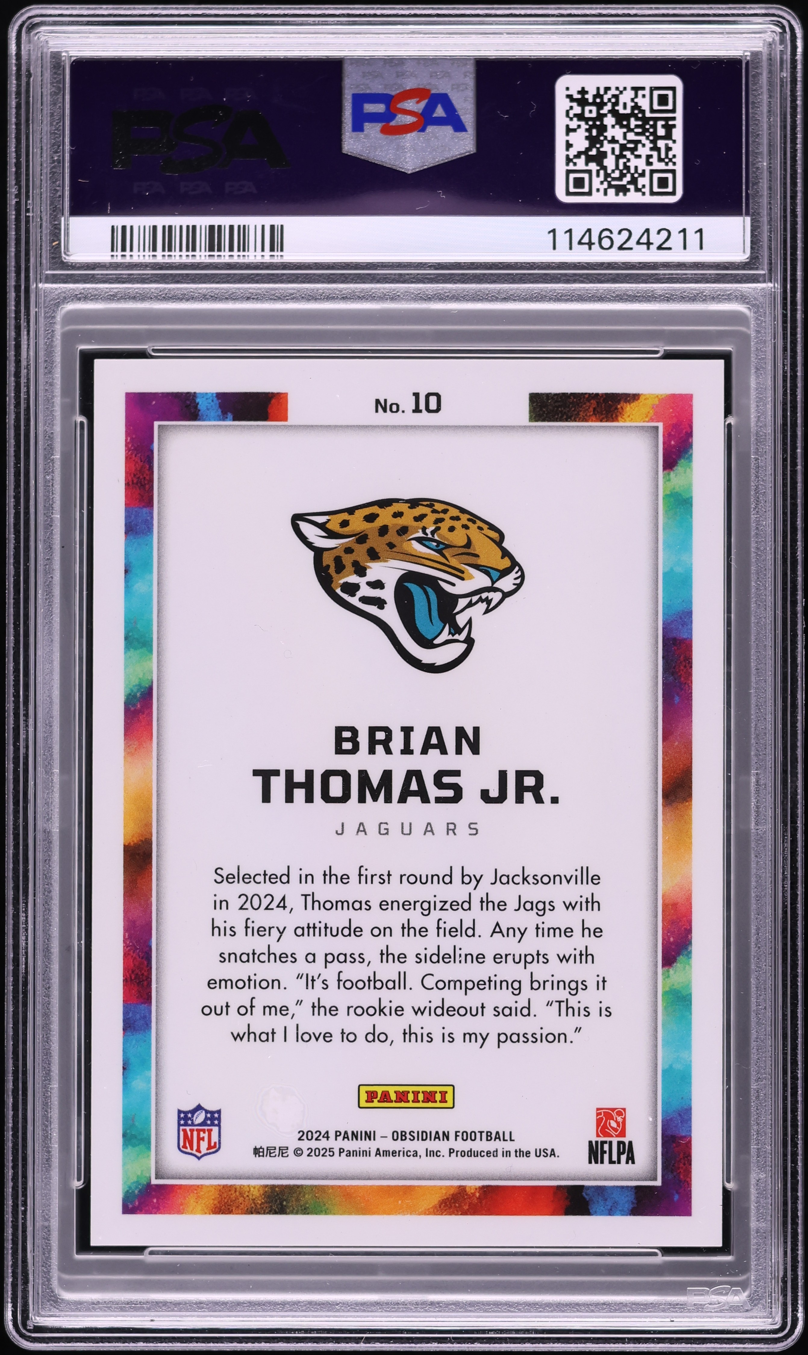 2024 Panini Obsidian Black Colorblast Brian Thomas Jr ROOKIE #10