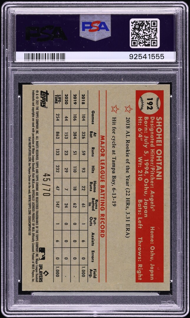 あああ　プラチナ 2021 Topps Chrome Platinum 70th Mini Diamond Shohei Ohtani /70