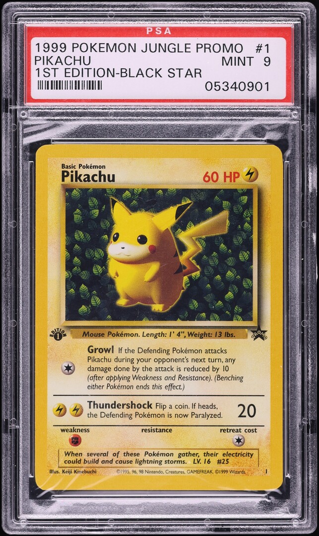 1999 Pokemon Jungle Black Star Promo 1st Edition Pikachu #1 PSA 9 MINT