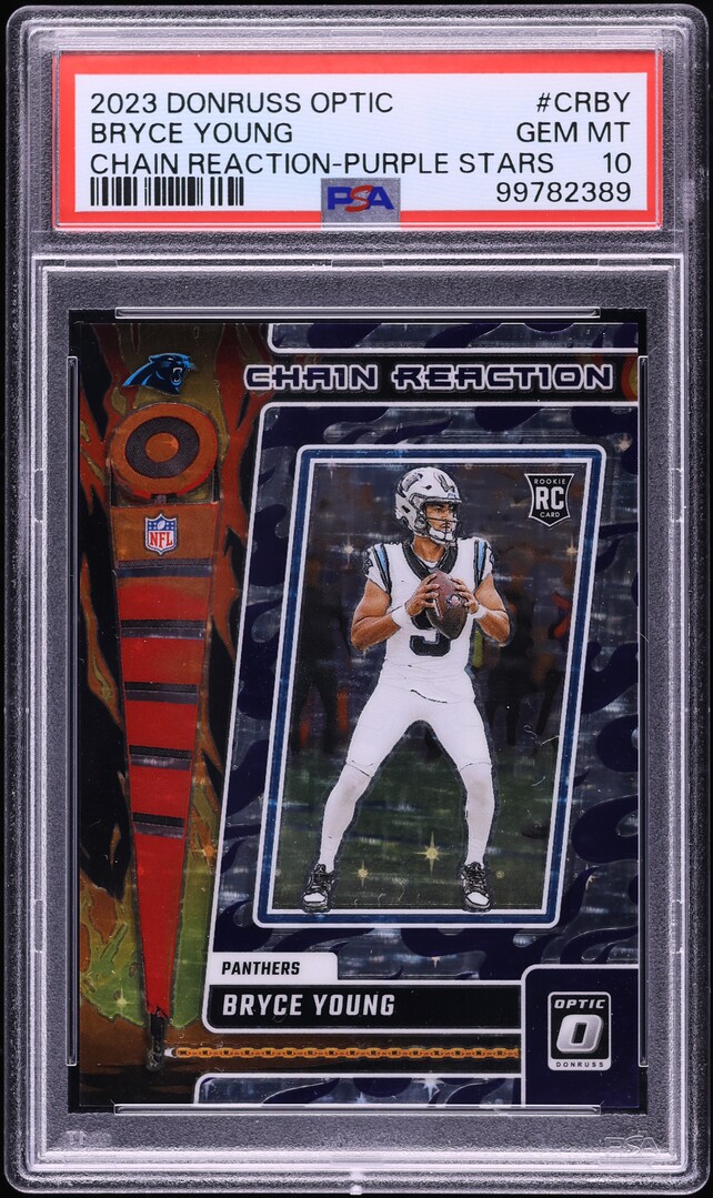 2023 Donruss Optic Chain Reaction Purple Stars Bryce Young ROOKIE /25 PSA 10