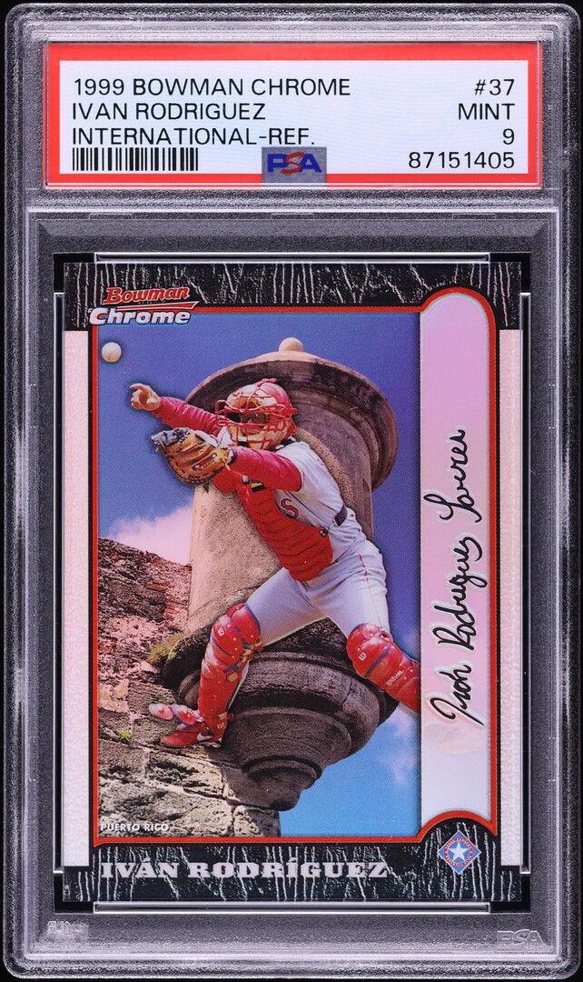 1999 Bowman Chrome International Refractor Ivan Rodriguez /100 #37 PSA 9 MINT