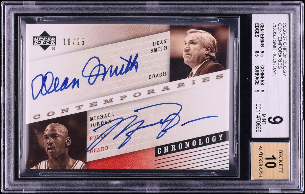 2006 UD Chronology Contemporaries Dean Smith Michael Jordan AUTO /25 BGS 9 MINT