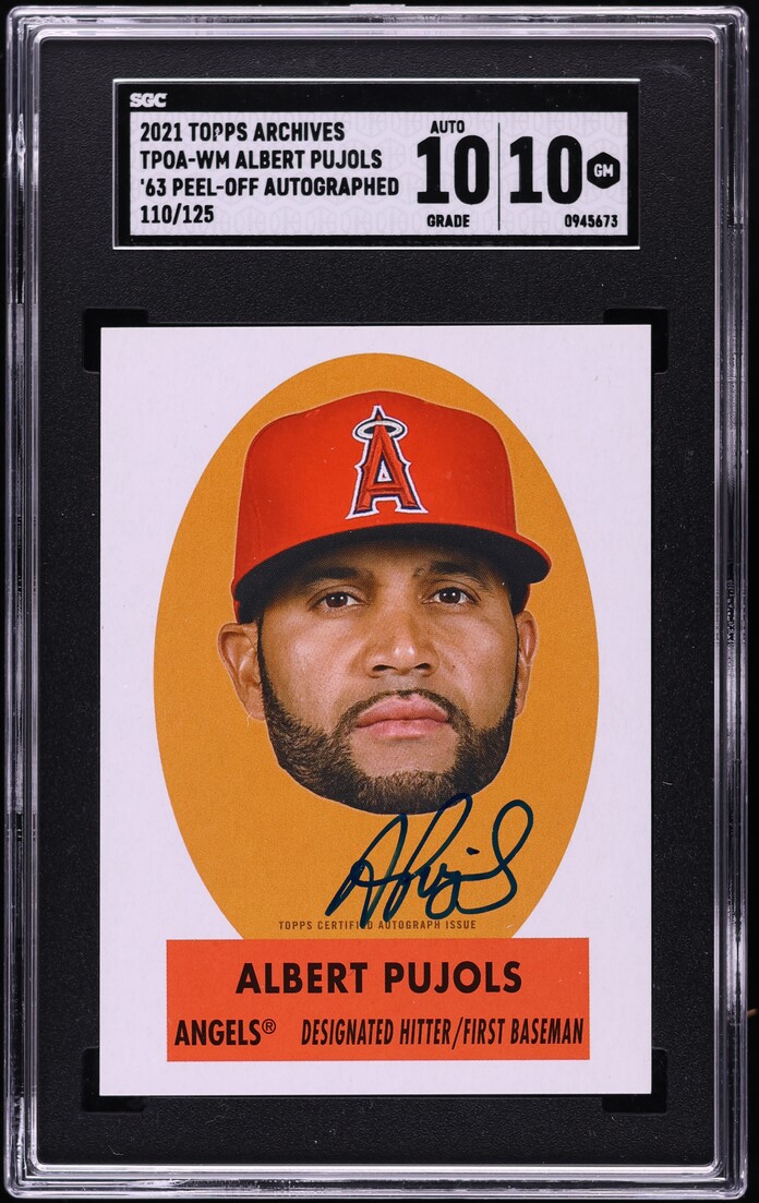2021 Topps Archives '63 Peel-Off Albert Pujols AUTO /125 #TPOA-WM SGC 10 GEM MINT