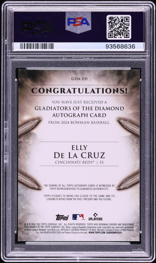 2024 Bowman Gladiators Diamond Elly De La Cruz ROOKIE AUTO /99 #GDAED PSA 10