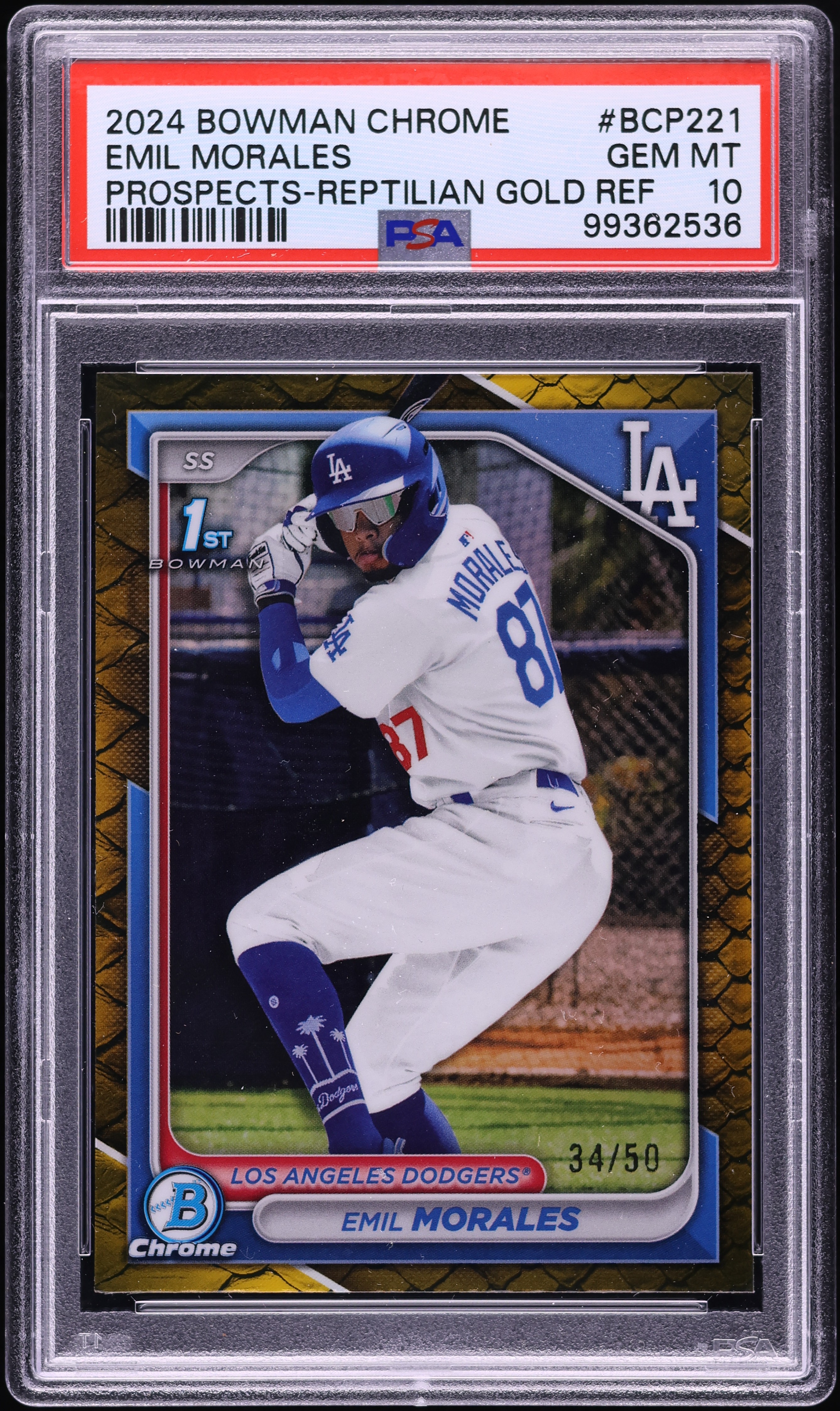 2024 Bowman Chrome Reptilian Gold Refractor Emil Morales PROSPECT