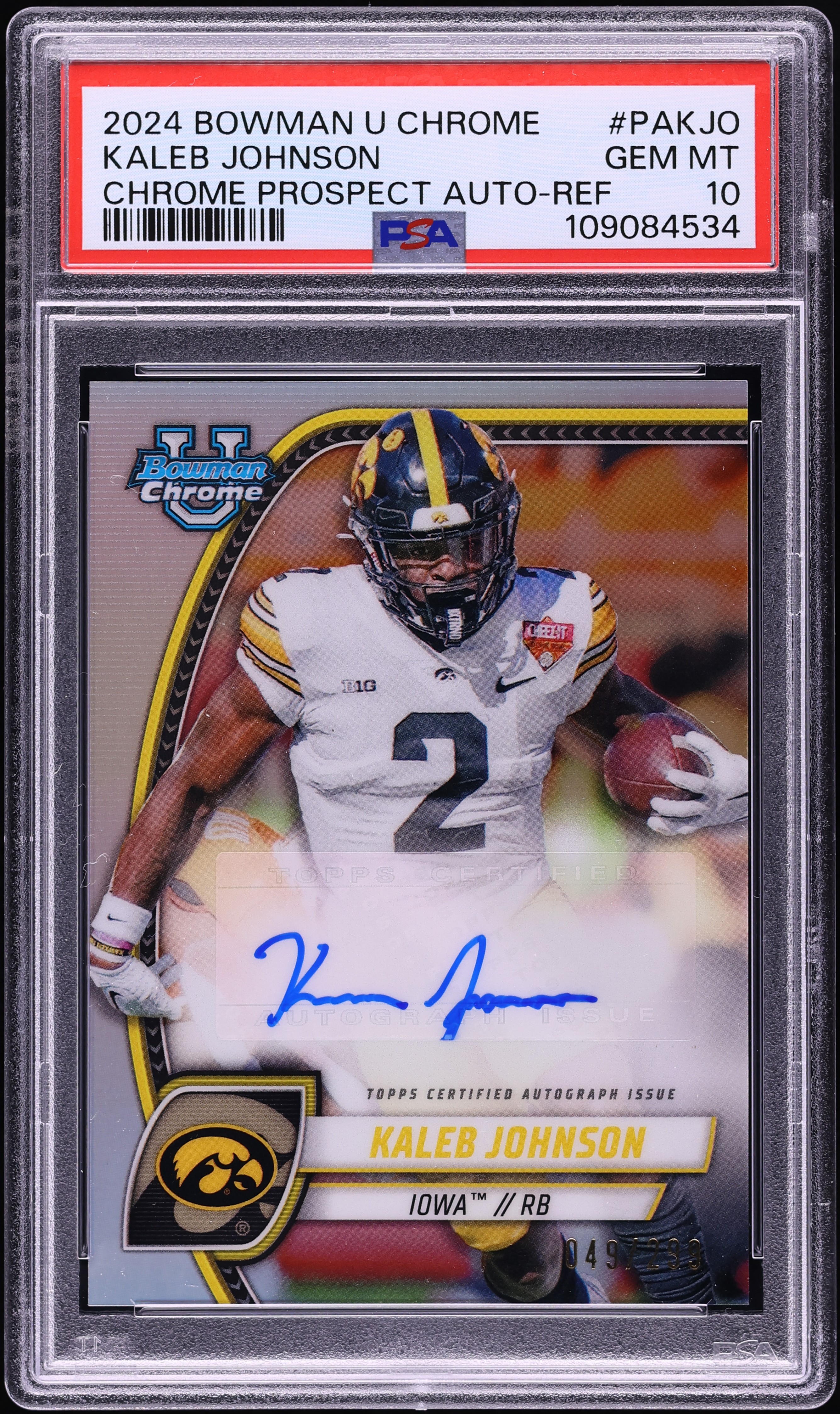 2024 Bowman Chrome University Refractor Kaleb Johnson ROOKIE AUTO 