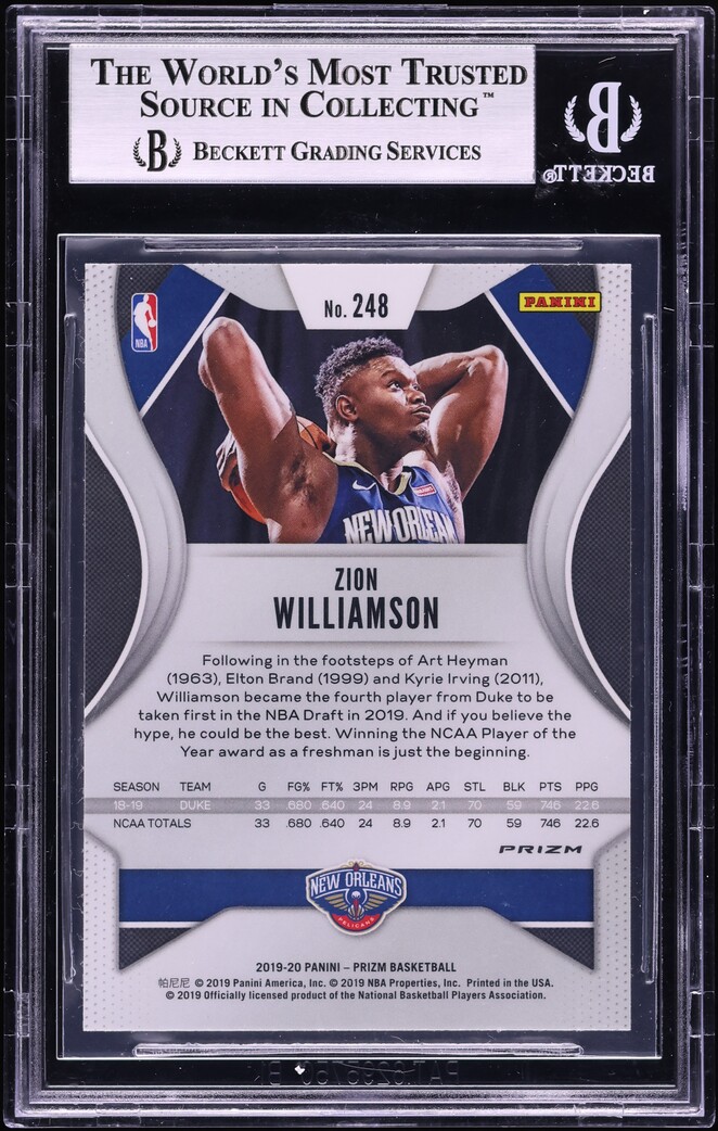 2019 Panini Prizm Silver Zion Williamson ROOKIE #248 BGS 9 MINT