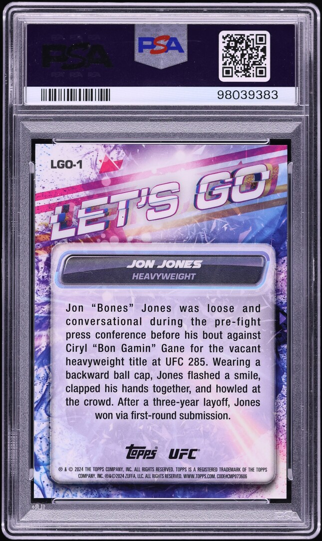 2024 Topps Chrome UFC Let's Go Jon Jones #LGO1 PSA 9 MINT