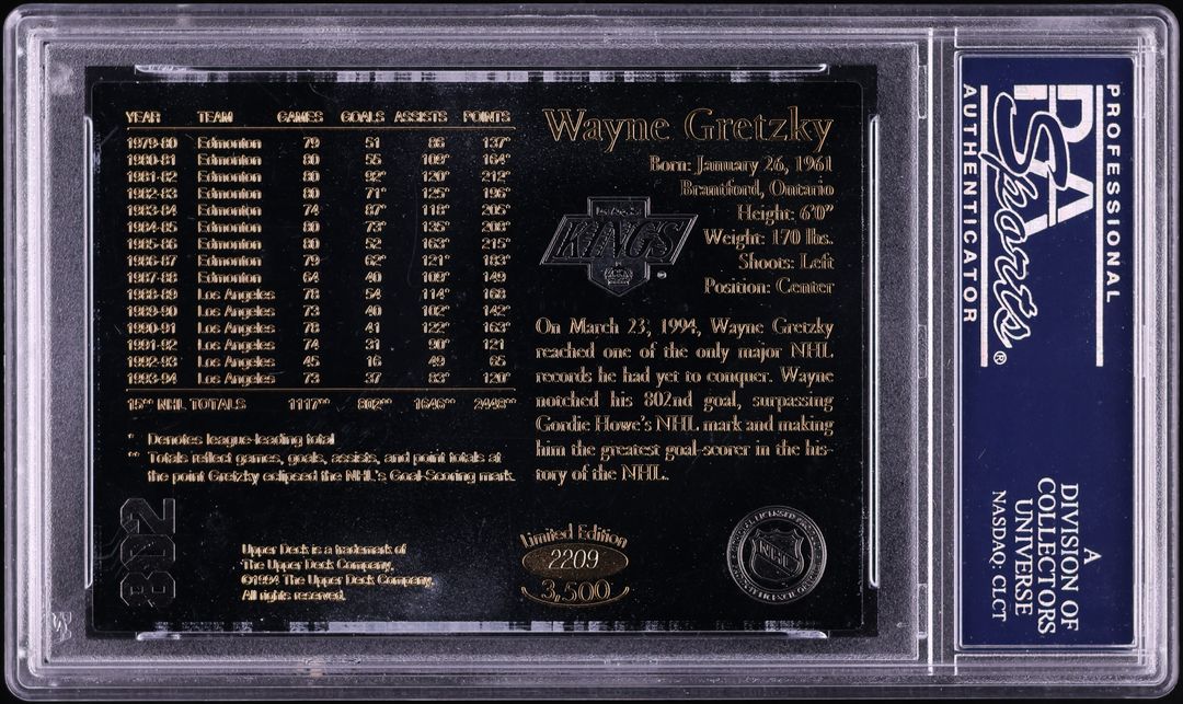 1994 Upper Deck Gretzky 24k Gold Wayne Gretzky /3500 PSA 10 GEM MINT